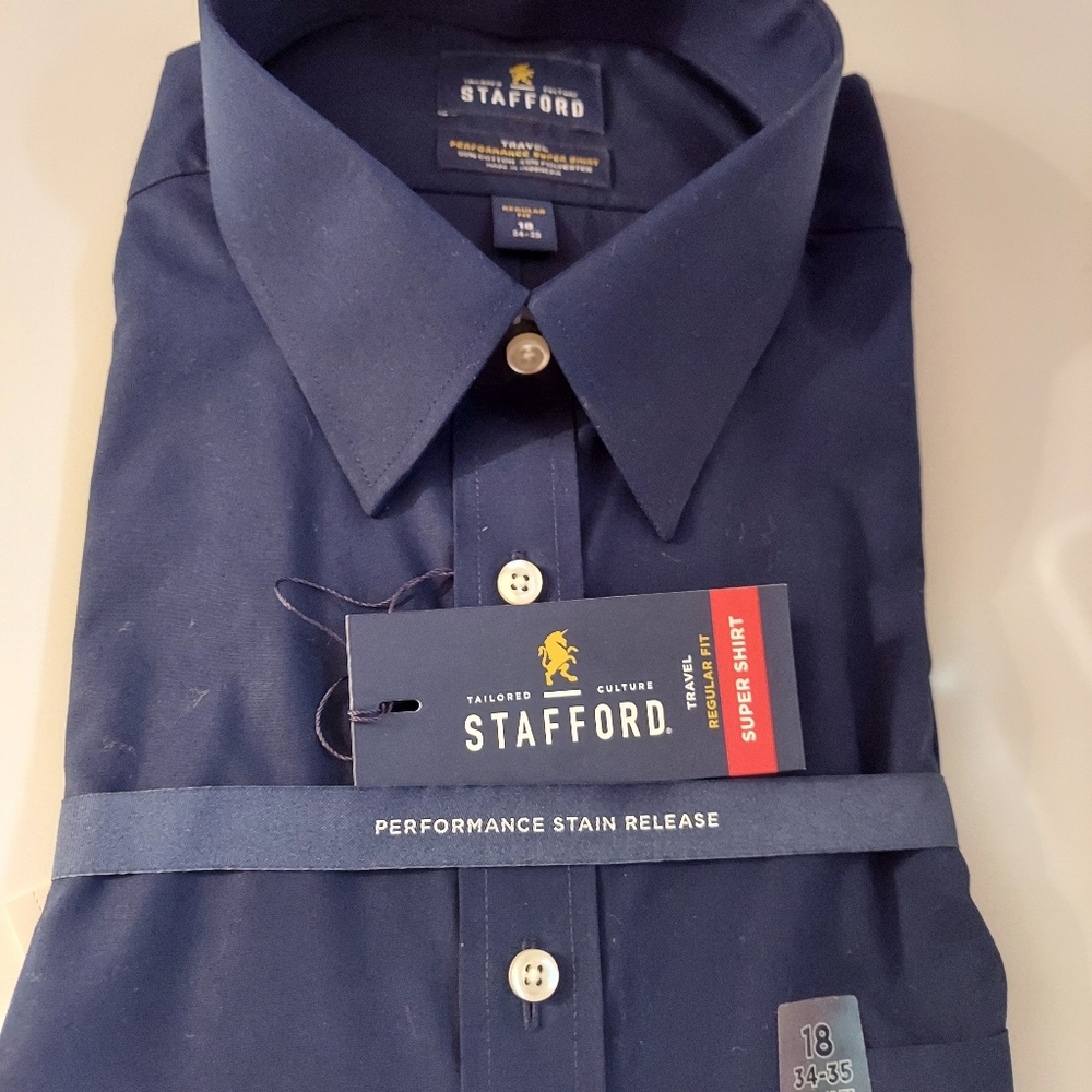 Man Shirt STAFFORD Brand Size 34 35 Regular fit